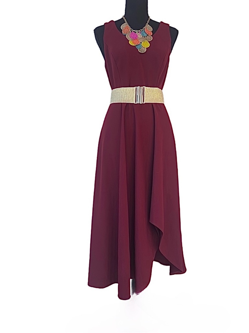 EVER PRETTY ~ Women’s Burgundy sleeveless v-neck handkerchief dress size L
